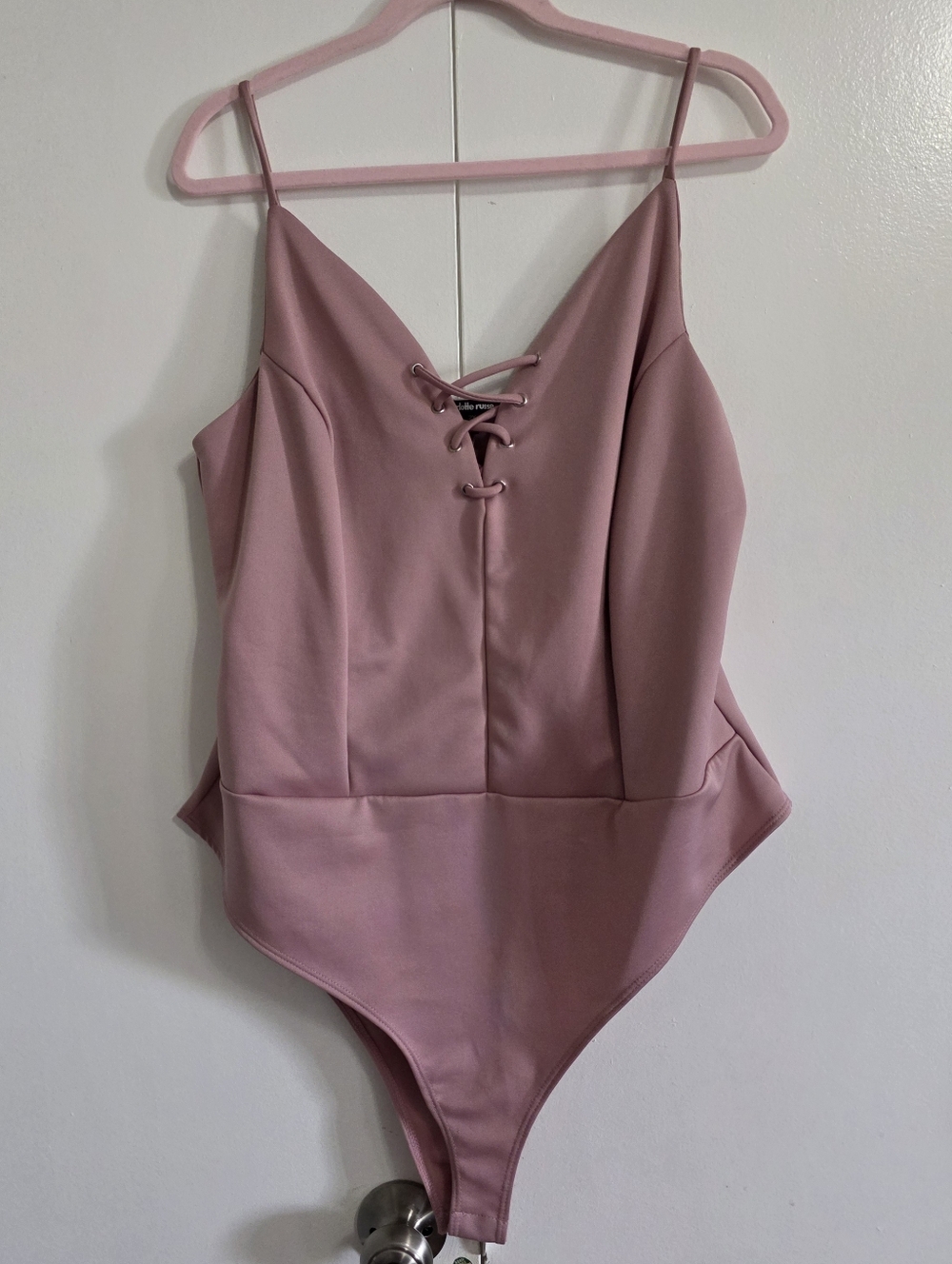 Charlotte Russe Mauve Lace-Up Bodysuit